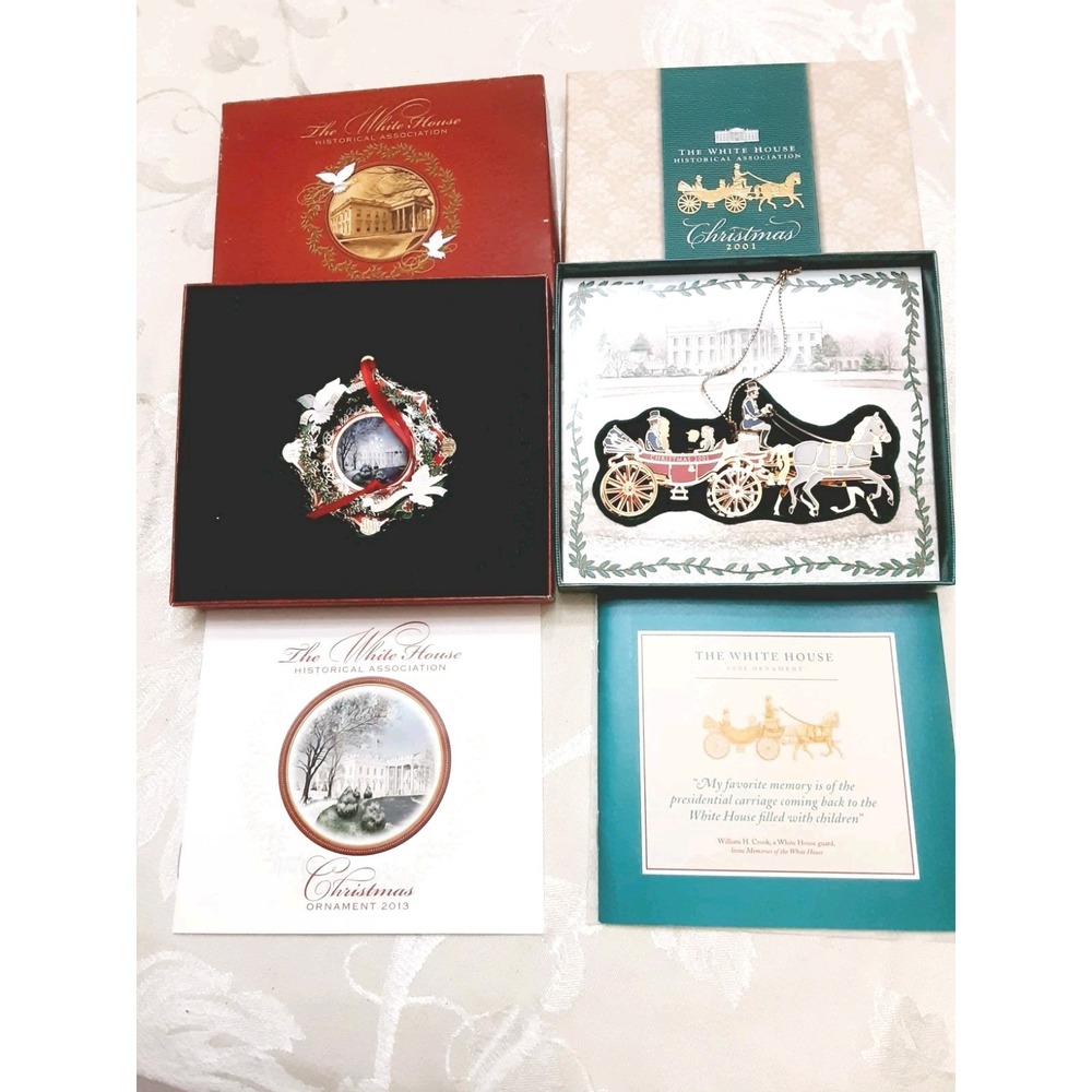 2001 & 2013 White House Christmas Ornaments Set Of 2 Historical Assoc Lot Of 2